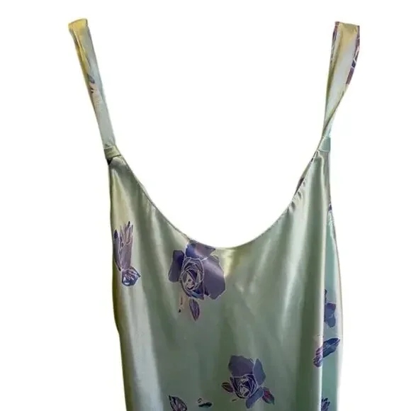 JONES NEW YORK 2 Piece Matching Satin Long Gown & Robe Size Large Mint, Purple - Picture 5 of 10